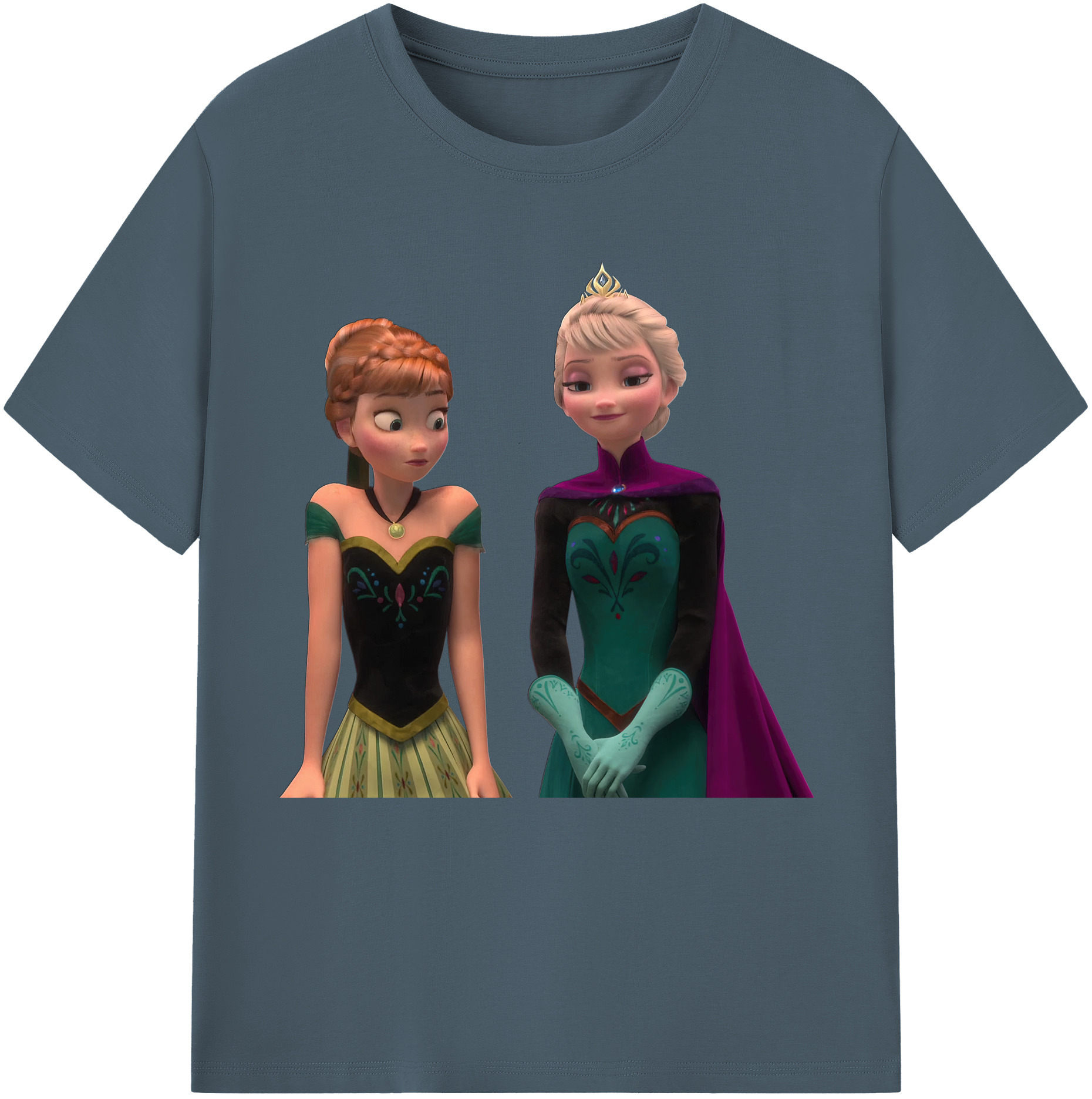 （画像用） アナと雪の女王 アンナ エルサ Frozen Anna Elsa 綿100％半袖Tシャツ（フロントプリント）